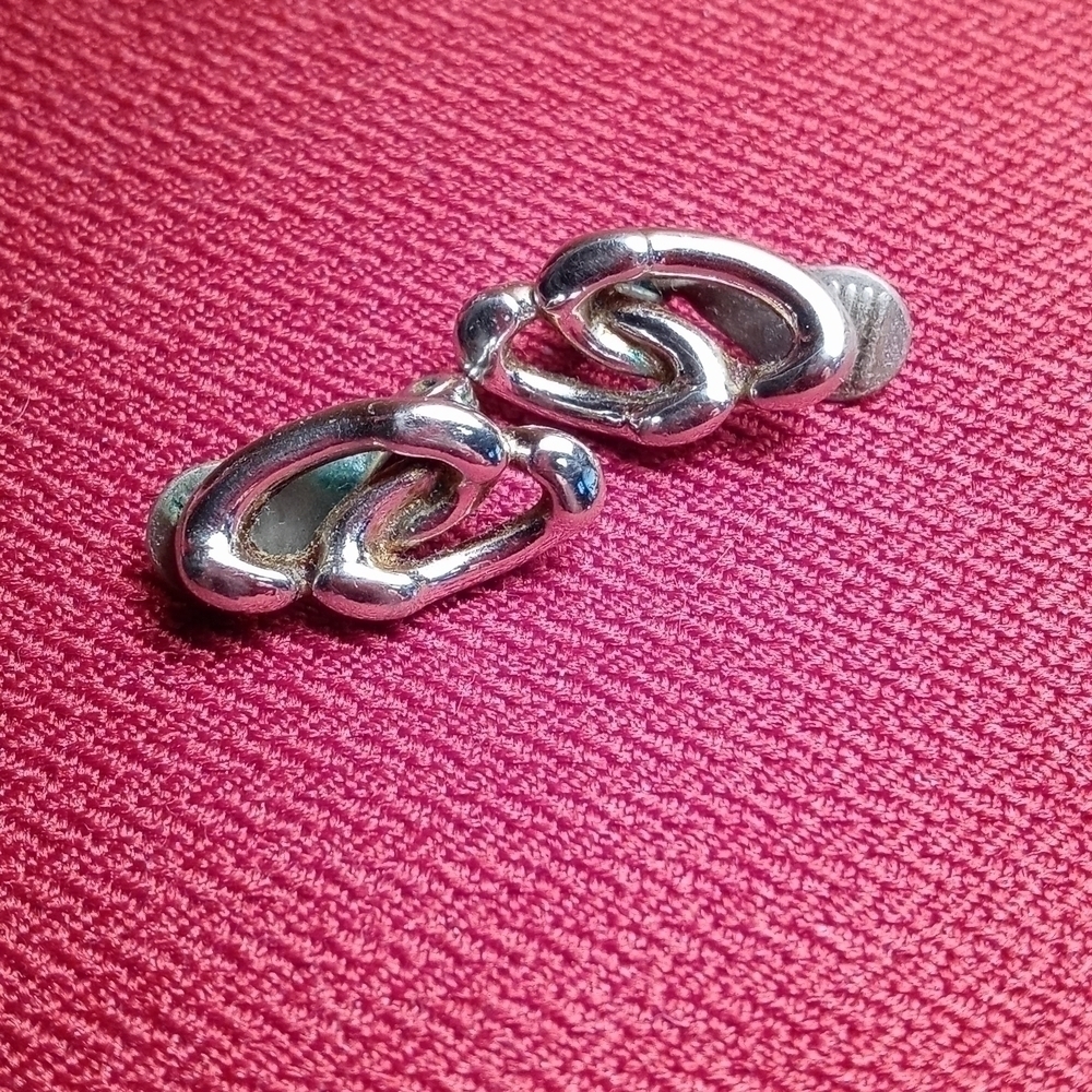 Monet clip on earrings vintage silver tone